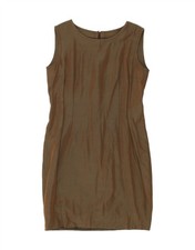 VINTAGE Womens Sheath Dress UK 12 Medium Khaki AW05