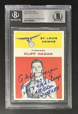 1961 Fleer #18 Cliff Hagan Auto BGS BAS Authentic HOF Hawks - 4 Inscriptions