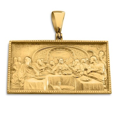 Echt 18K Gelbgold Abendmahl Anhänger schwer massiv Herren religiös Medaillon