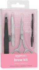 4-Piece Eyebrow Grooming Kit with Scissors, Tweezers, Spoolie Brush for Shaping