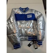 New York Giants G-III 4Her Women's Metallic Puffer Jacket Medium NWT