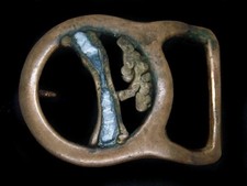 TC11167 VINTAGE 1970s **ABSTRACT ART** SOLID BRASS THE MASTER WORKS BELT BUCKLE