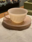 Rare Vintage 1950's Fire King Pink Swirl Teacup & Saucer Set No Chips Or Cracks