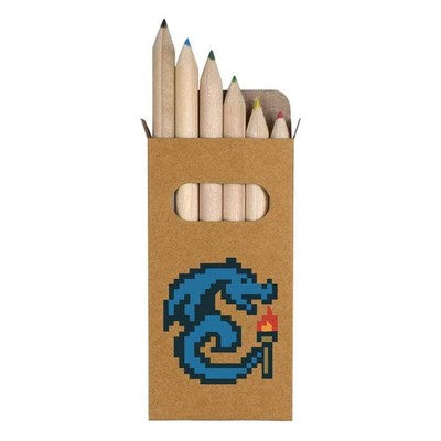 6 x '8-Bit Wyvern with Torch' Short Colour Pencils (PE00080242)