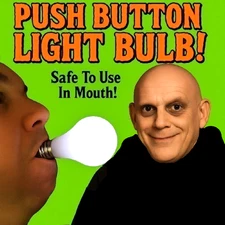 Deluxe PUSH BUTTON LIGHT UP BULB In Mouth LED TV Family Show Costume Fester Prop