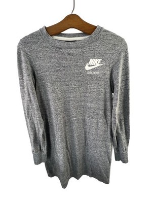 Nike Just Do It Long Sleeve Tunic Shirt Womens XS Crewneck Pullover Gray Active