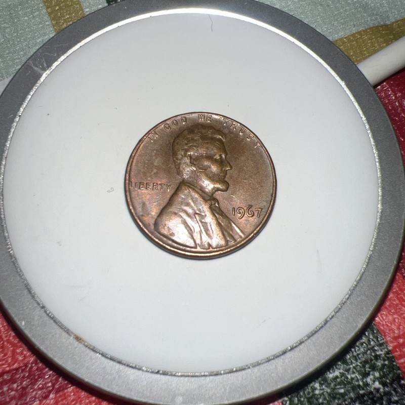 1967 Lincoln Memorial Penny, No Mint Mark, Letters On Rim, Circulated #3