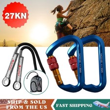 30KN Aluminum Climbing Locking Carabiner 27KN Prusik Loop Pre-sewn Rescue Rope