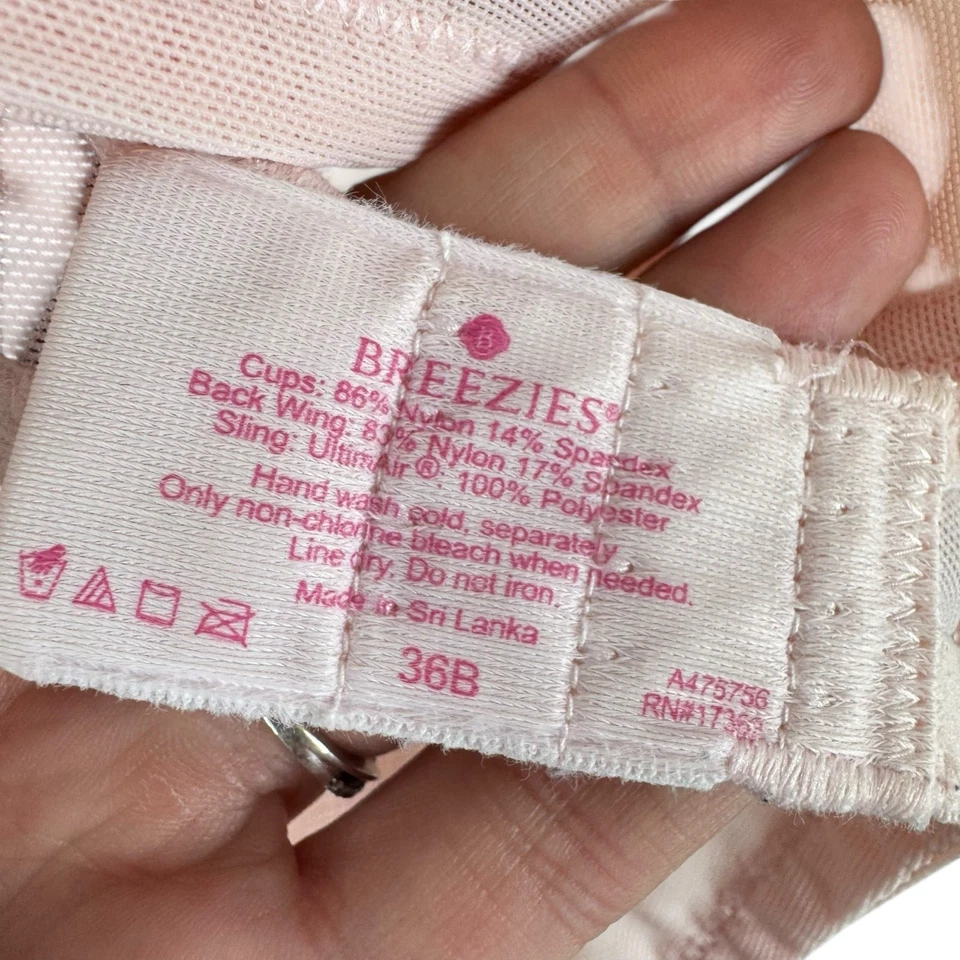 Sujetador Breezies Pluma Ligero Jacquard Inalámbrico Rosa Ligeramente Forrado Talla 36B Foto 4 de 4