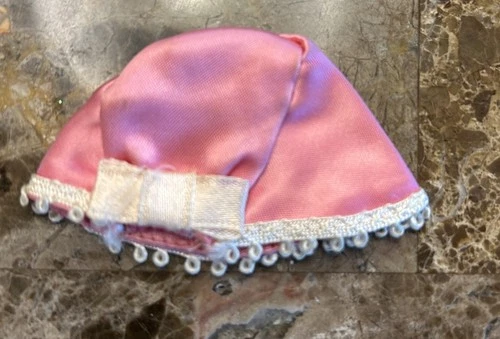 ** Vintage BARBIE Doll - GLAMOUR HATS Pak - Pink Satin Hat w/ White Bow & Trim