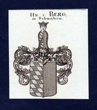 1780 - Herren von Berg Original Kupferstich Wappen Heraldik coat of arms