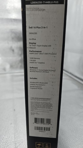 Dell Plus 2n1 16" 2K Touchscreen U7 256V up to 4.8Ghz 16GB RAM 1TB SSD - Sealed - Picture 4 of 6