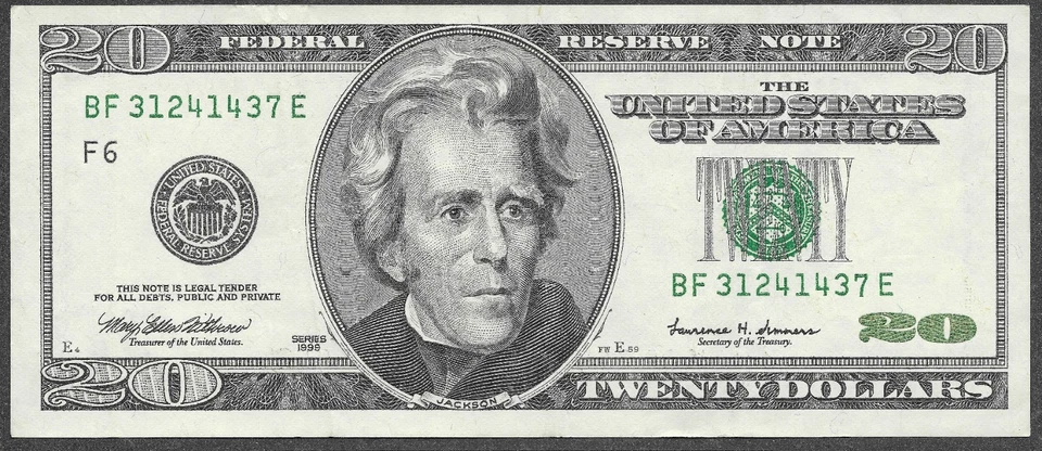1999 US $20 Twenty Dollar Bill 'Monochrome' Note (Atlanta Fed Reserve) - Image 2 of 4