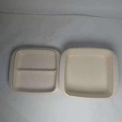 Vintage Anchor Hocking Microware PM481-T1 Dish Container w Divided Lid USA Made