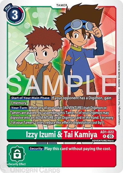 AD1-022 Izzy Izumi & Tai Kamiya : Rare Foil : AD01: Advanced Booster Digimon Gen