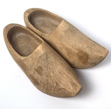 Antique Wooden Dutch Clogs Shoes Hand Carved Vtg Pair Klompen Primitive Folk Art