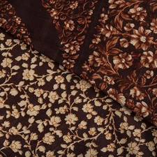 Sanskriti Vintage Saree Brown Soft Pure Silk Floral Printed Sari 5.5 Yd Fabric