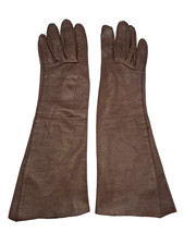 Vintage Grandoe 13 Long Brown Kidskin Leather Gloves Size 6.5 Unlined Soapable