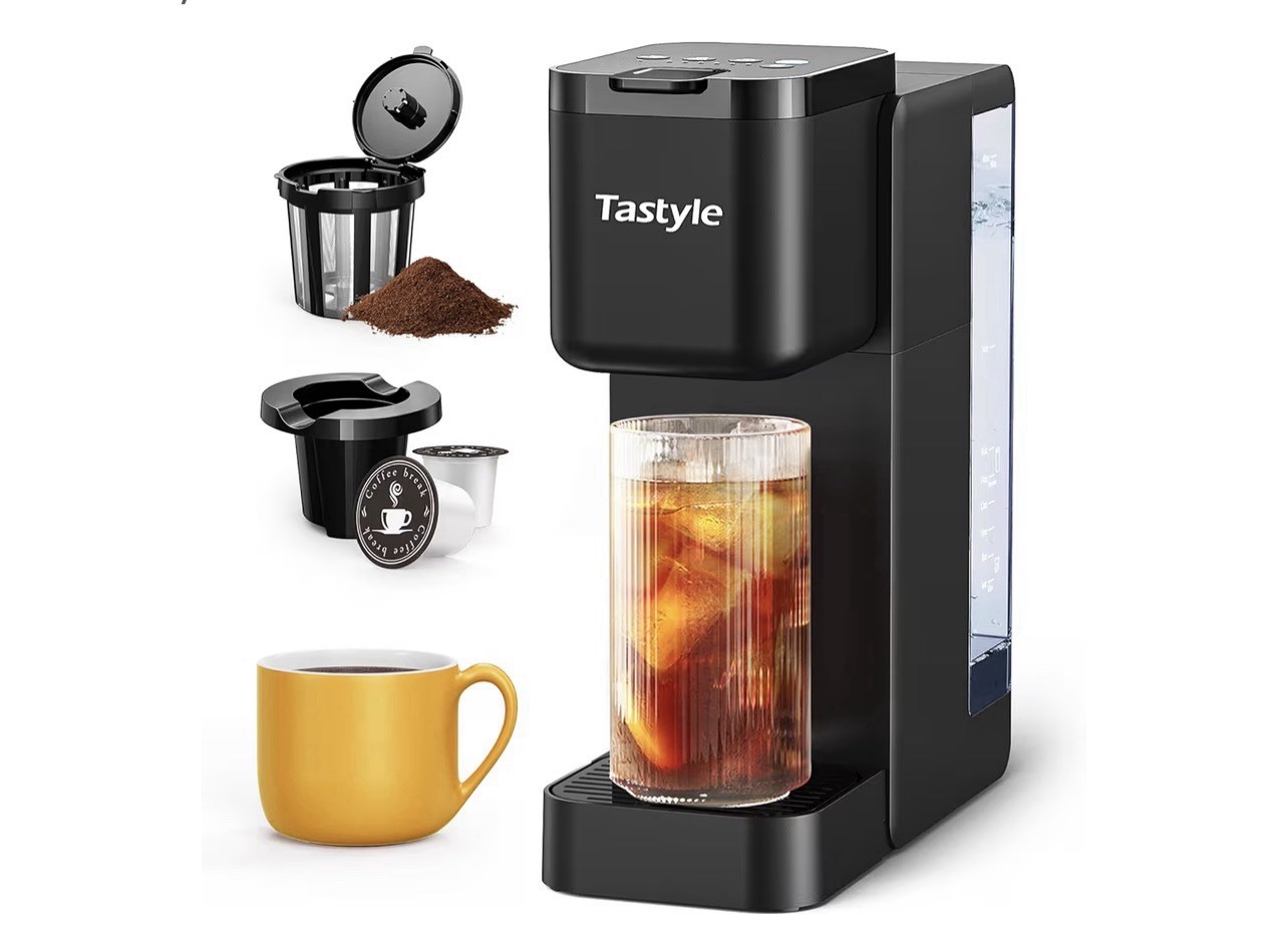 Single Serve Coffee Maker, Iced and Hot Coffee Machine for K Cup & Grounds, C...