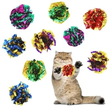 Xthrotsenk 20 Pcs Cat Crinkle Balls Cat Toys 2.36" Colorful Balls Chew and Chase