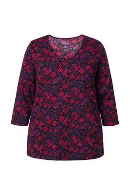 Ulla Popken Damen große Größen T Shirt A Linie V Ausschnitt 3 4 Arm 842605