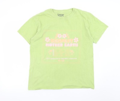 Vintage Supply Damen T-Shirt grün 100% Baumwolle Grafik Größe S