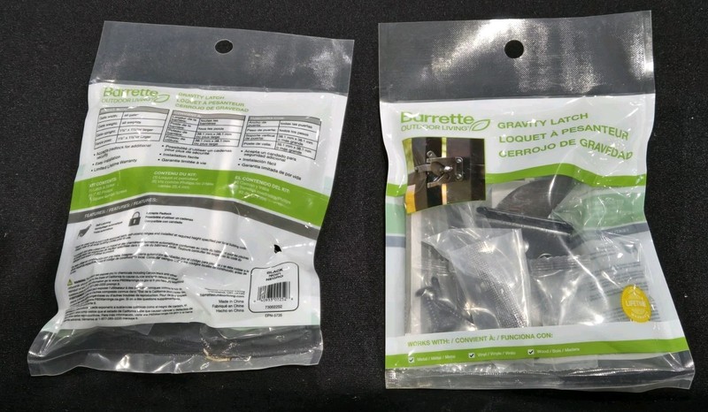 Pair of Barrette Outdoor Living 4.562" x 2.312" Black Steel Gravity Fence Latch
