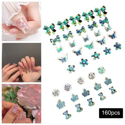 160 Stck. 3D Nail Art Charms Multi Formen für Acrylnägel Zum Selbermachen Dekor