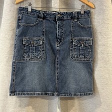 Vintage Y2K Old Navy Blue Jeans Denim Stretch Skirt Boho Hippie 12