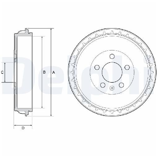 2X Bremstrommel Hinten FüR VW Polo AW1 BZ1 1.0 1.6 17 Bis 26 Delphi Dkrf Dusa-image