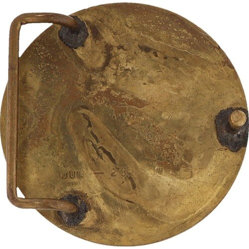 Boucle de ceinture vintage laiton lion horoscope zodiaque signe astrologie août 70s - Photo 2 sur 5