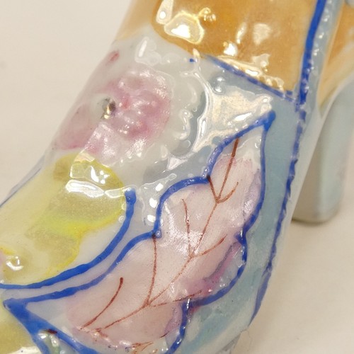 Scarpa stivaletto porcellana giapponese vintage raro fiori e foglie 5" ADK0Y - Foto 12 di 15