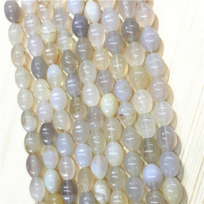 1 Strand/28Pcs 14x10mm Natural White Agate Facet Hexagon Rice Loose Beads EE3040