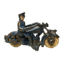Antique 1930's Champion Cast Iron Police Motorcycle Toy w/Original Tires HUBLEY