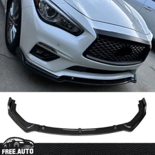 Fits 18-24 Infiniti Q50 Base Premium  Front Bumper Lip 3PC Carbon Fiber Print PP