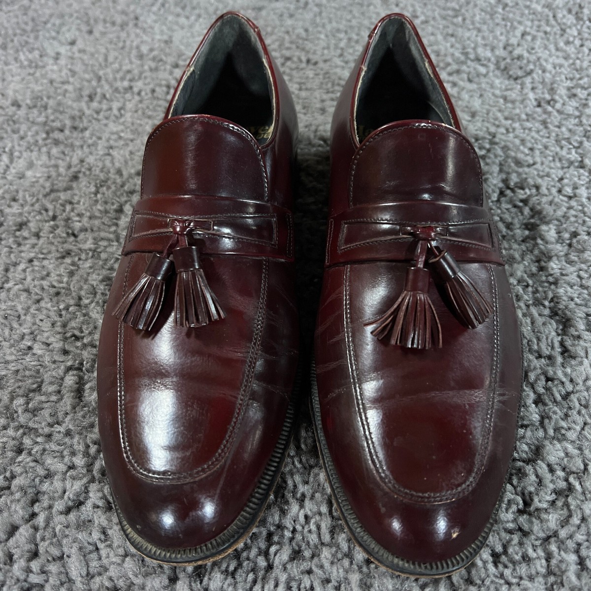 Hanover Leather Loafers Mens 9 Brown Tassle Slip On Dress  display picture 1