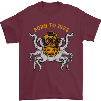 Born To Dive Octopus Scuba Diving Diver Herren T-Shirt 100% Baumwolle