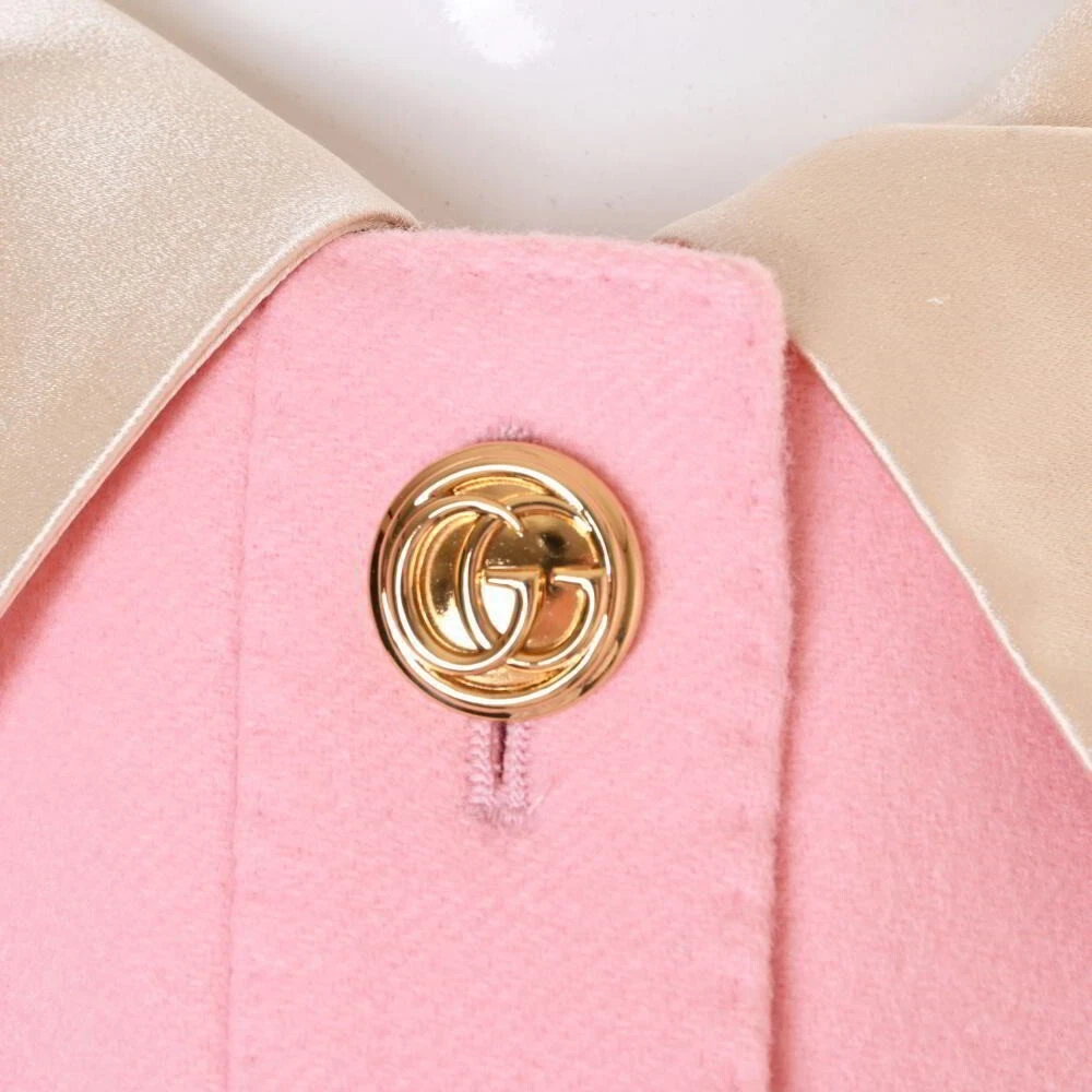 Cappotto GUCCI lana rosa con nastro taglia 38 fodera rayon mod:544857 ZHW03