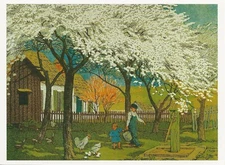 Postcard Gustave Baumann "Plum & Peach Bloom" 1911-13 Museum of Fine Arts NM MNT