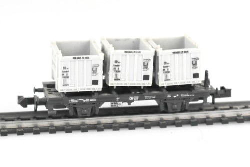 MINITRIX Spur N 3535 Behäter-Tragwagen BTs 50, DB, Epoche III