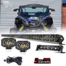 Fit Can-Am Commander 1000/Maverick Roof 42" +8" LED Light Bar+2" Dual Color Pods