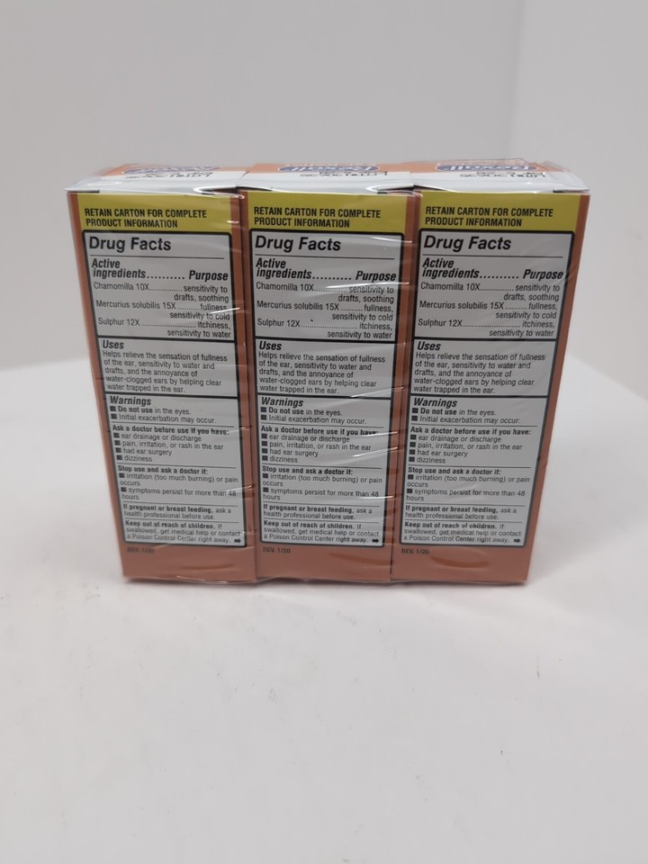 3 PACK Rexall Ear Relief Ear Drops 0.4oz Kids Adults Ear Drying Aid