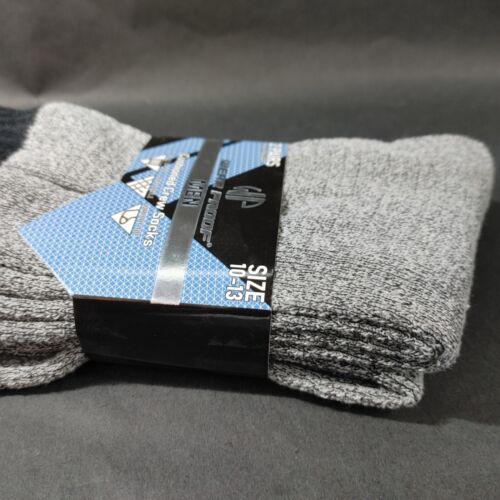 Wear Proof Cushioned Crew Socks Men's Size 10-13 2 Pairs Gray Black - Picture 4 of 6