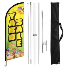 Yard Sale Feather Flag Pole Kit and Ground Stake, 11FT Advertising Swooper Bu...