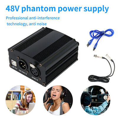 Channel 48v Phantom Power Supply With 3 5 Xlr Usb Cable Microphone Cable Uk Ebay