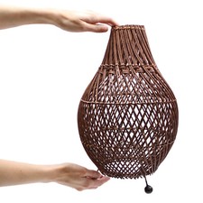 Rattan Tischlampe - dunkelbraun - H: 39 cm, L: 24 cm - nagelneu & verpackt