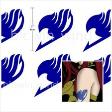 Anime Cosplay Temporary Tattoo Body Sticker Fairy Tail Erza Blue Seal Logo 6pcs