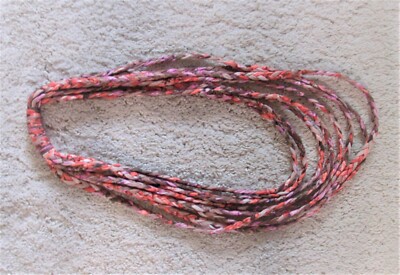 BROWN ORANGE PEACH BEIGE NECKLACE 18'' Drop - 8 Strands Braided