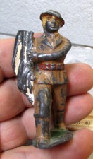 Vintage Lead Soldier, Barclay 701 holding Flag broken hand painted decor toy