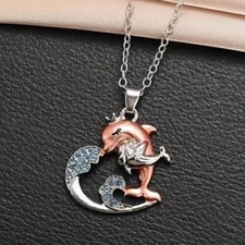 Elegant And Cute Dolphin Mother And Child Pendant Necklace